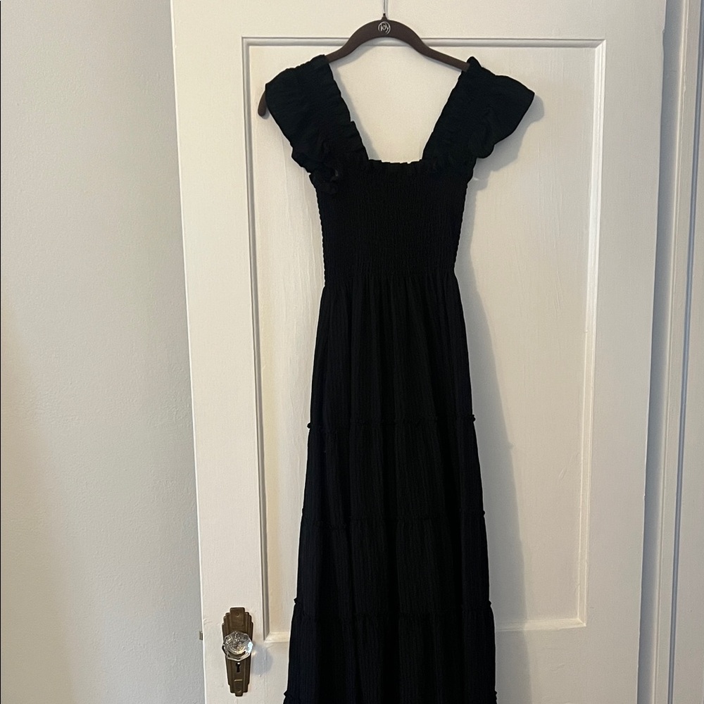 Hill House Home Tonal Striped Black Maxi Nap Dress